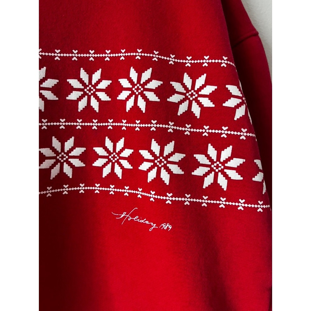 Talbots Vintage Fair Isle Mock Neck 3/4 Sleeve Sweater Red Cotton size medium - Picture 3 of 16